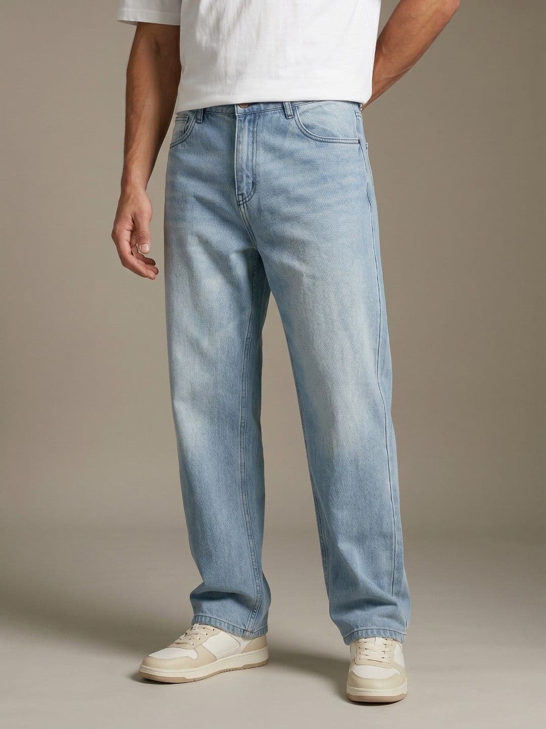 glitchez Men Baggy Fit Heavy Fade Pure Cotton Jeans - view 1