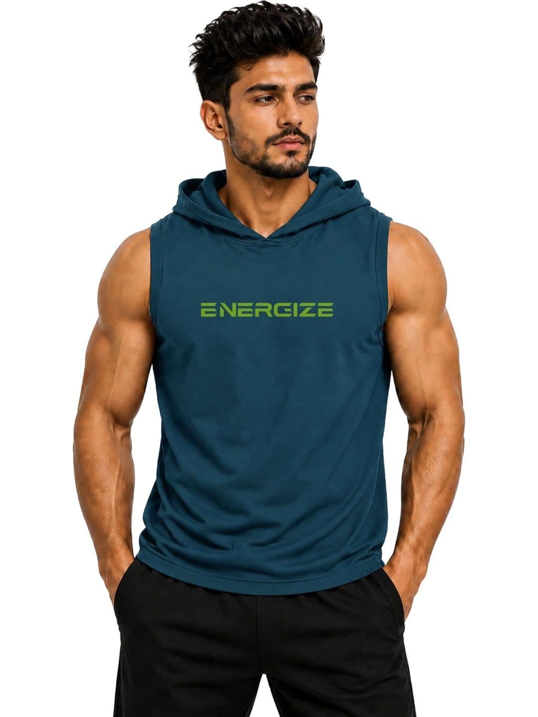 3Colors Men's Sleeveless Gym Hoodie | Quick Dry Active Hooded Tank Top | Lightweight Workout Vest for Gym, Running, Training & Fitness - view 1