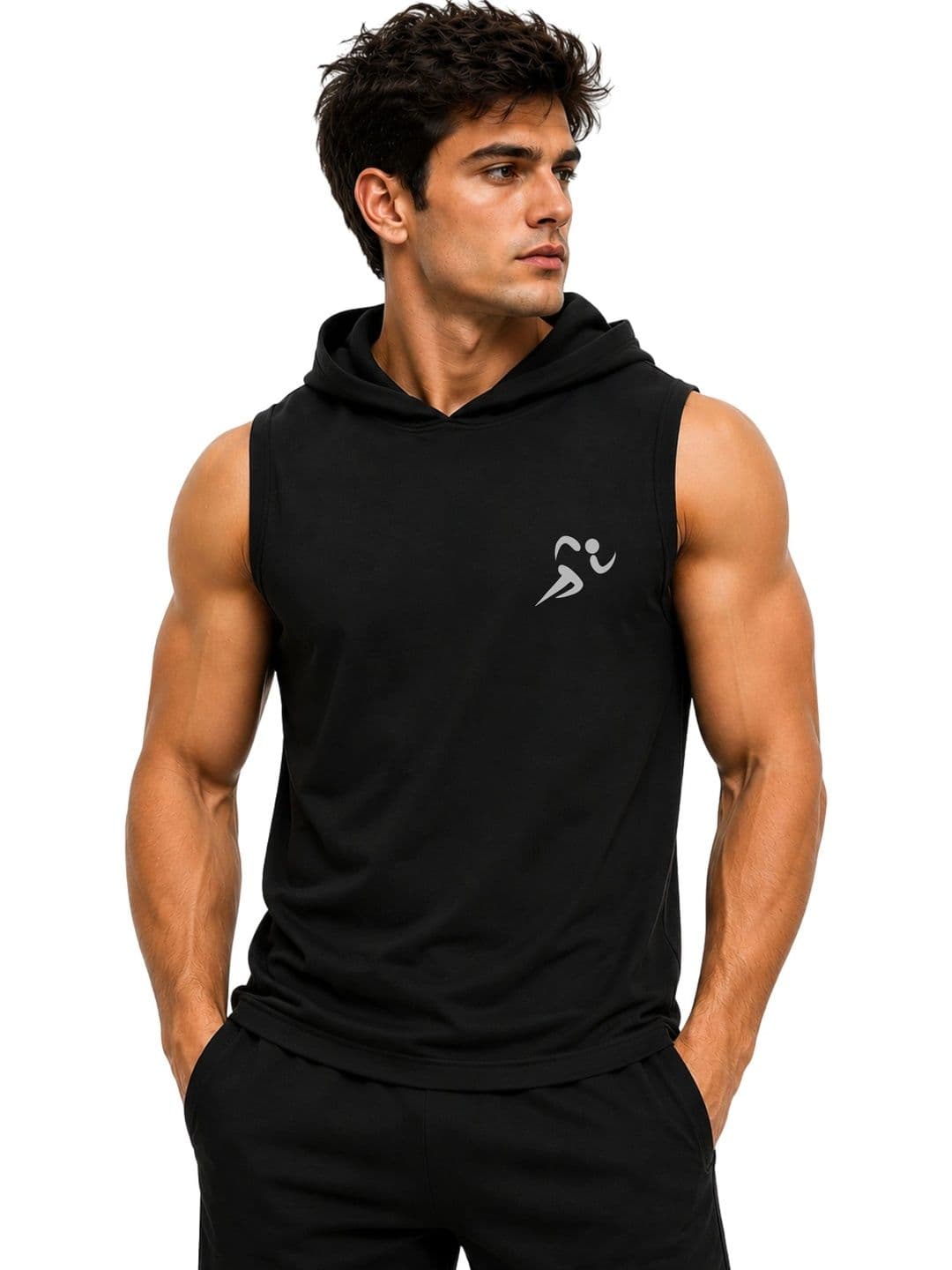 3Colors Men's Sleeveless Gym Hoodie | Quick Dry Active Hooded Tank Top | Lightweight Workout Vest for Gym, Running, Training & Fitness - view 1