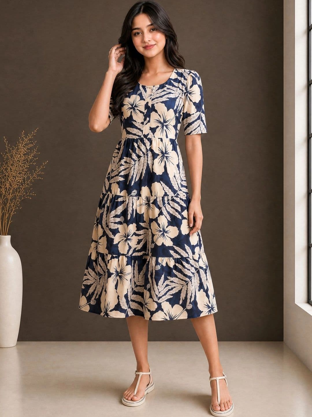 SZN Floral Print A-Line Midi Dress - view 1
