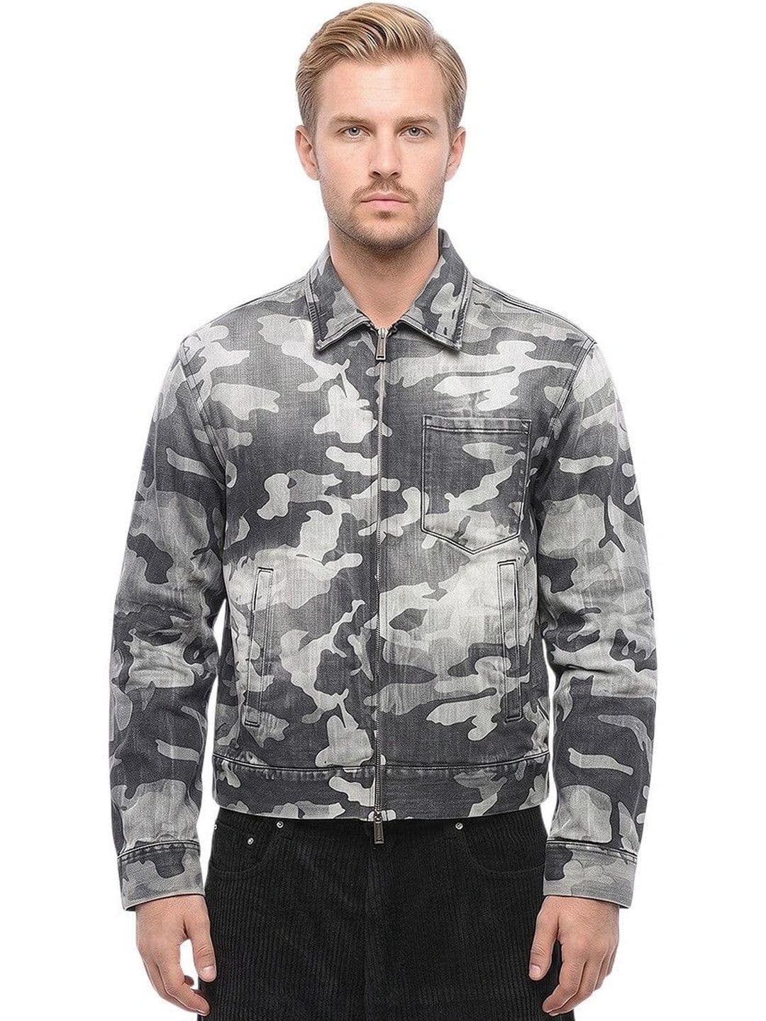 Dsquared2 Black Camo Shirt Collar Jacket - view 1