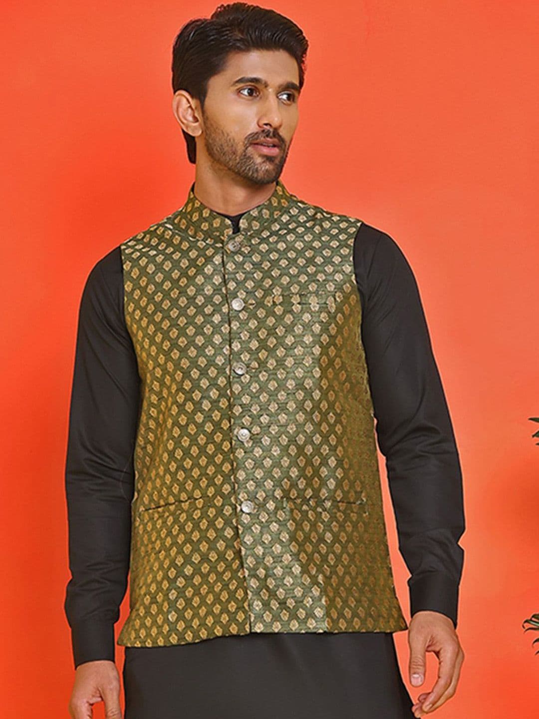 Anouk Printed Woven Nehru Jacket - view 1