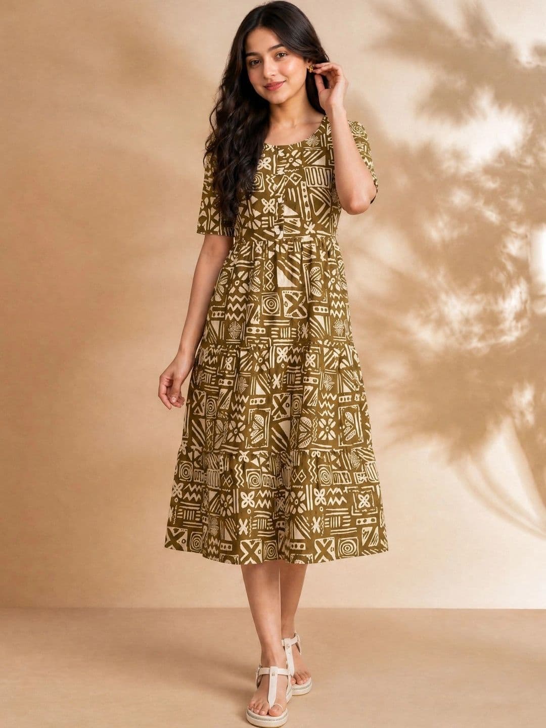 SZN Print A-Line Midi Dress - view 1