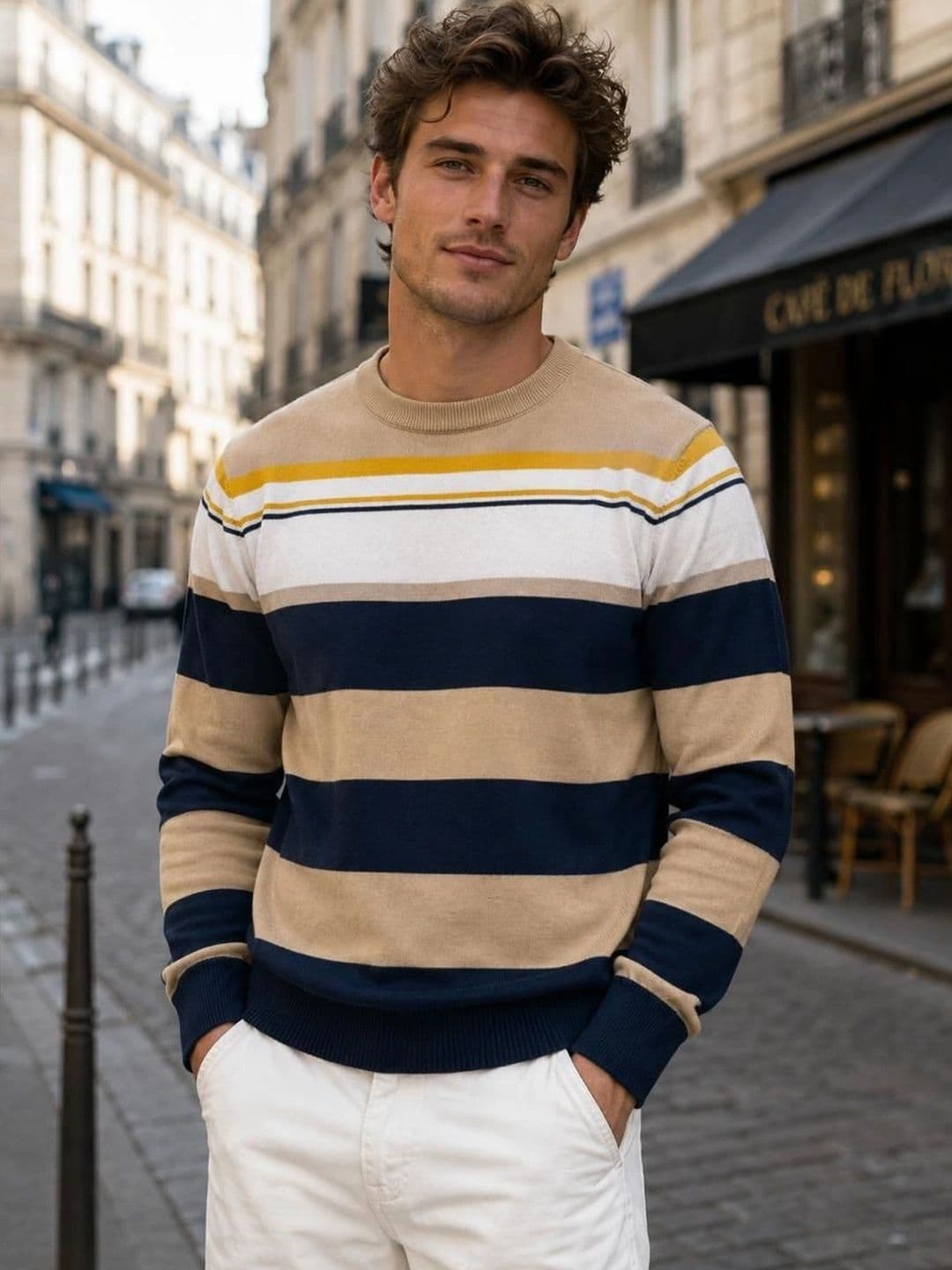 Moda Rapido Men Striped Woollen Pullover - view 1