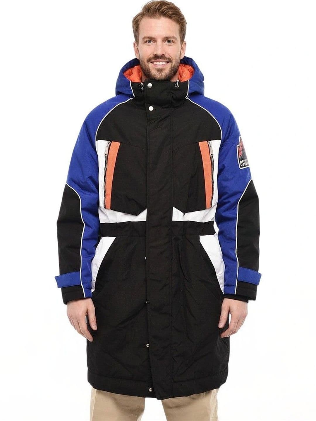 Dsquared2 Blue Color Block Parka Jacket - view 1