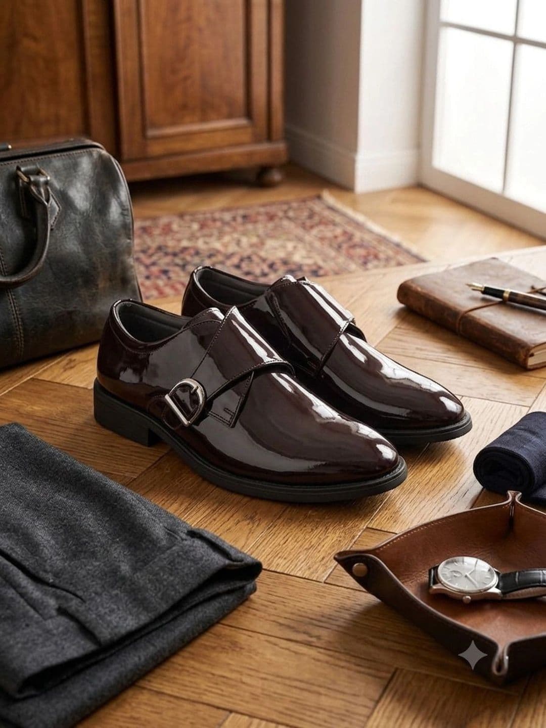 Killer Men Pointed Toe Buckle Formal Monk Shoes - view 1