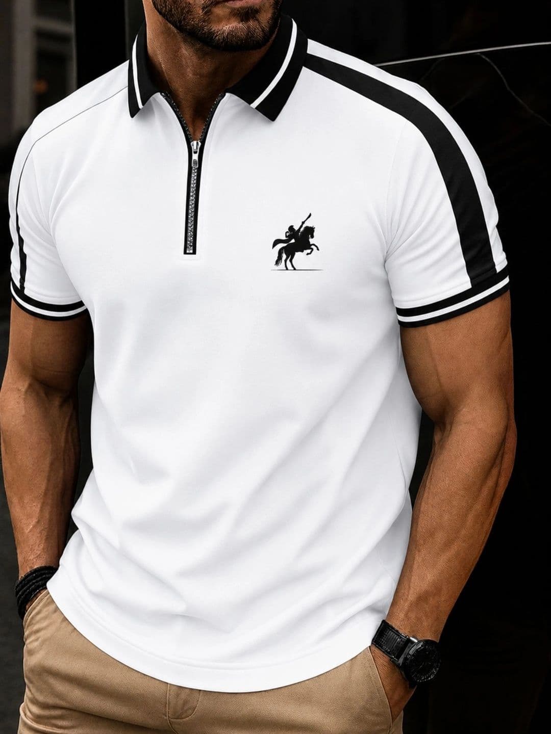 JUMPCUTS Men Brand Logo Colourblocked Polo Collar T-shirt - view 1