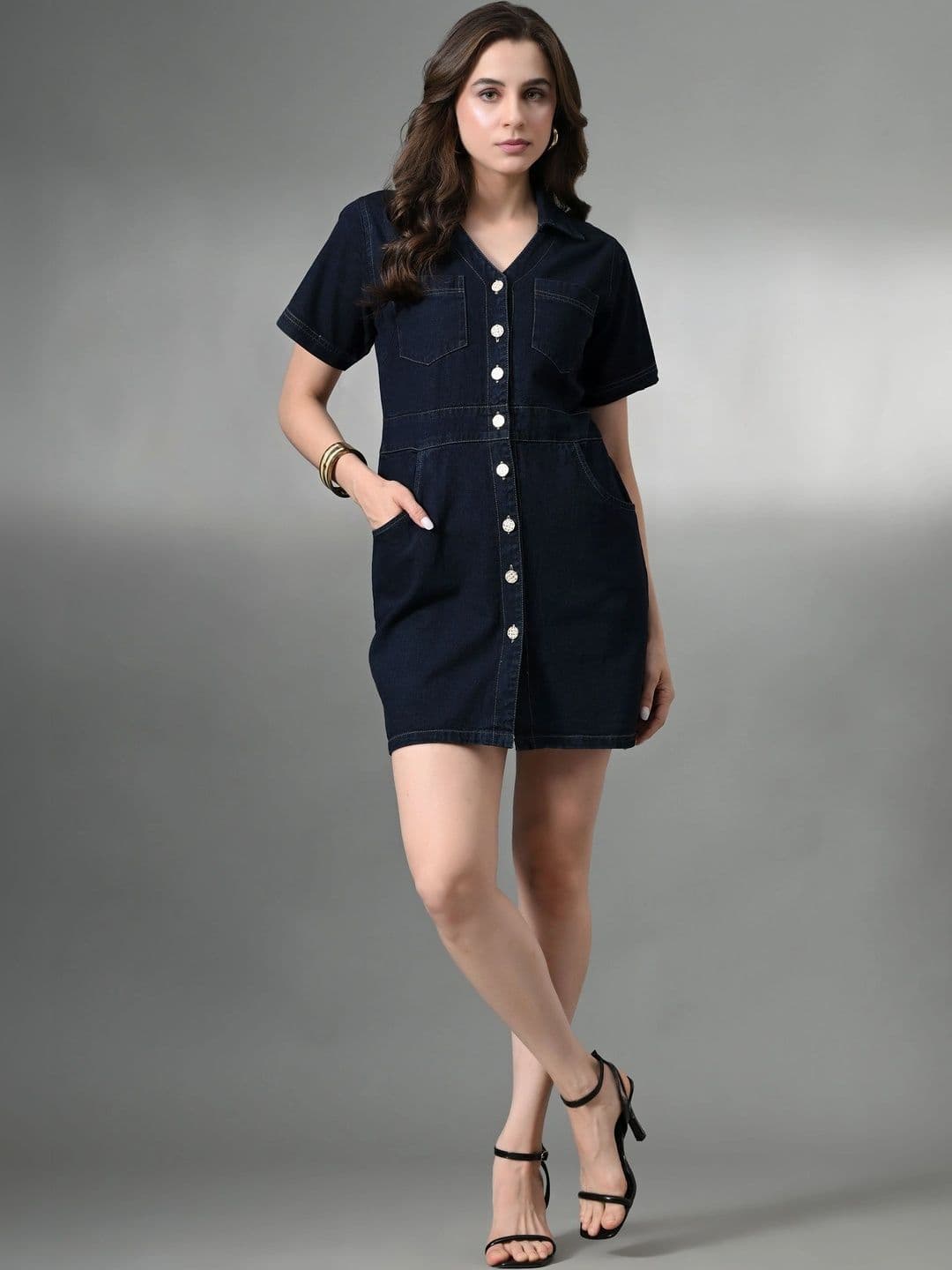 Crazeis Denim Shirt Mini Dress - view 1
