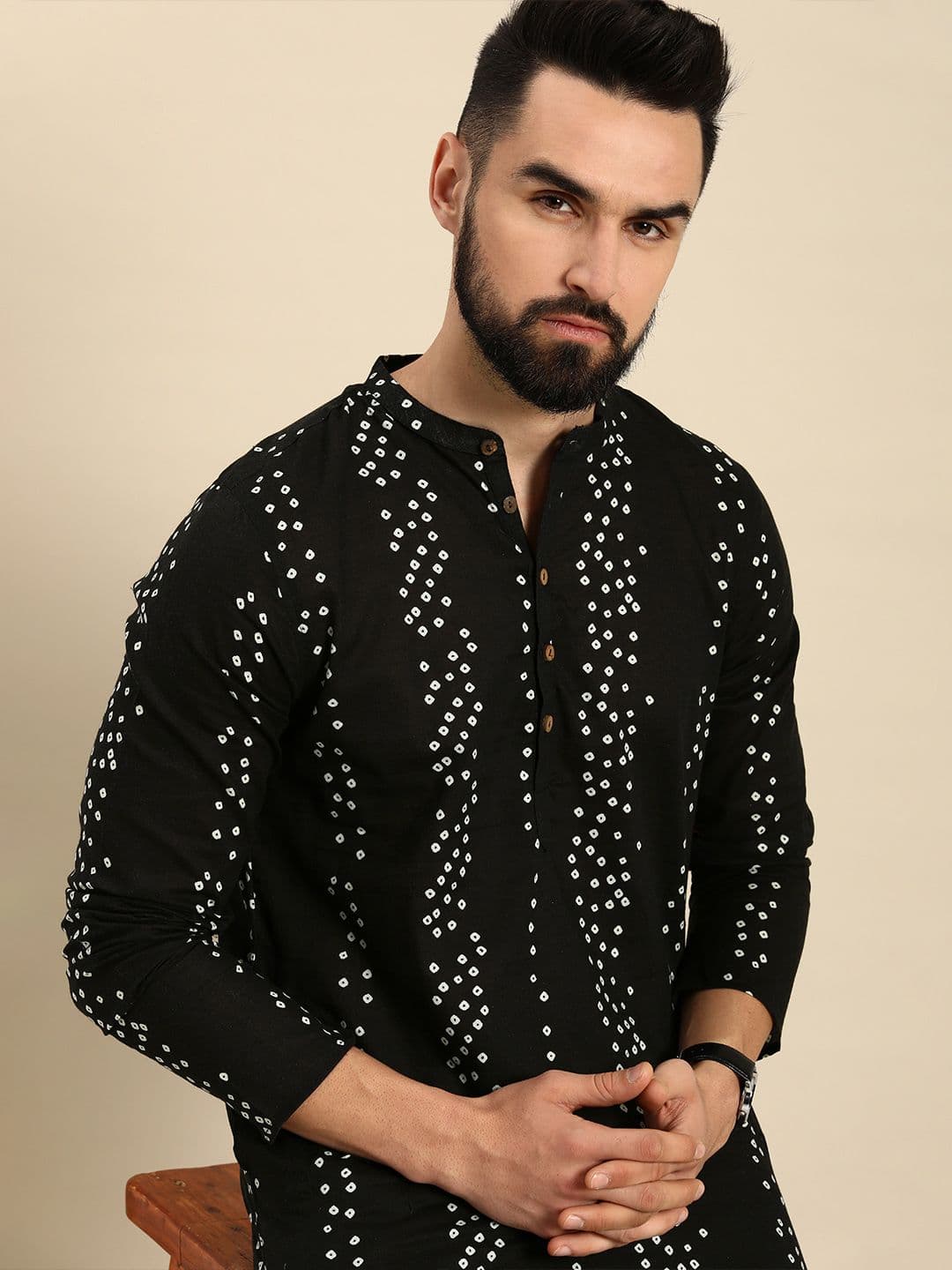Anouk Men Bandhani Printed Pure Cotton Kurta - view 1