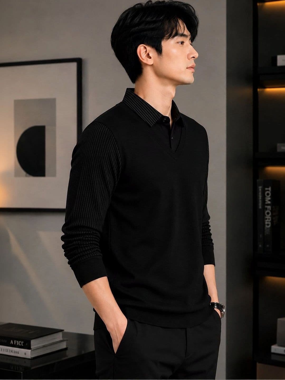 Mast & Harbour Men Colourblocked Polo Collar T-shirt - view 1