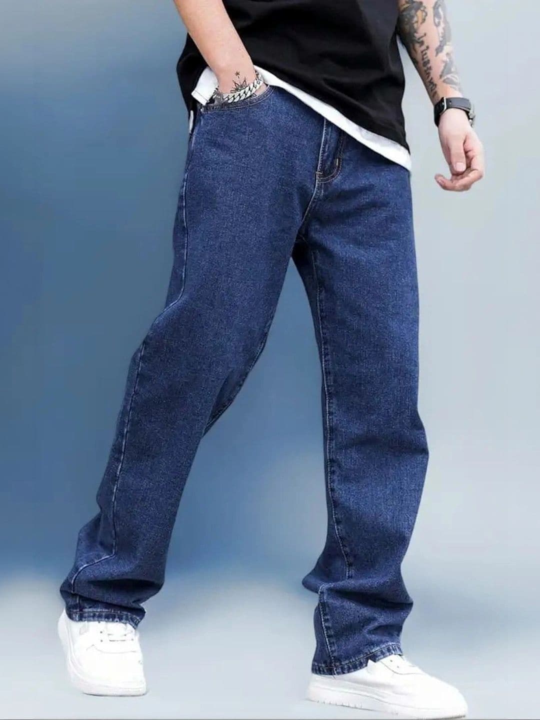 LEVORCE Men Relaxed Fit Mid-Rise Stretchable Jeans - view 1