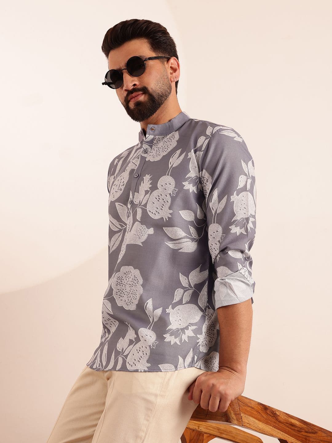 Anouk Men Floral Printed Kurta - view 1