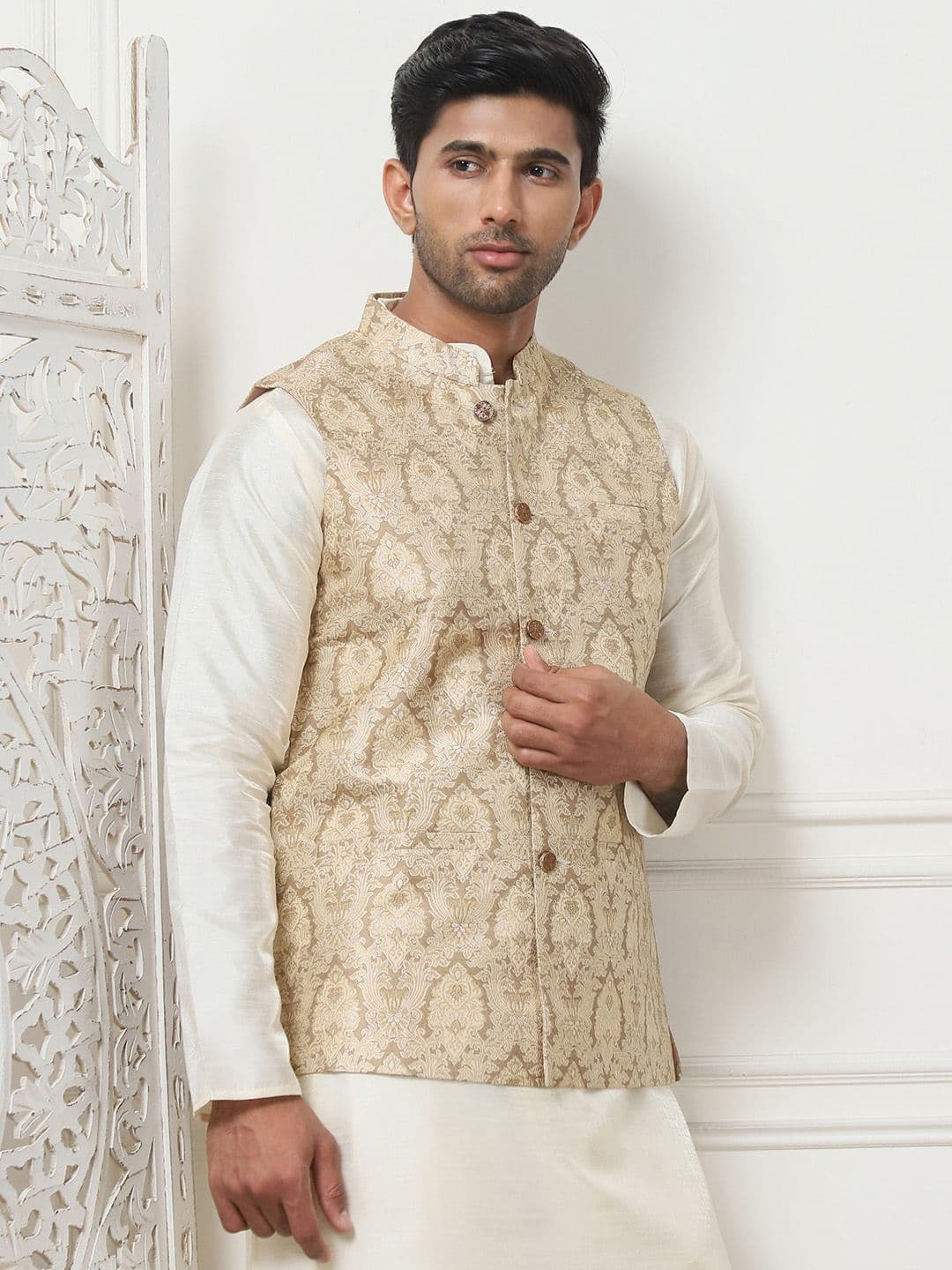 Anouk Printed Woven Design Nehru Jacket - view 1