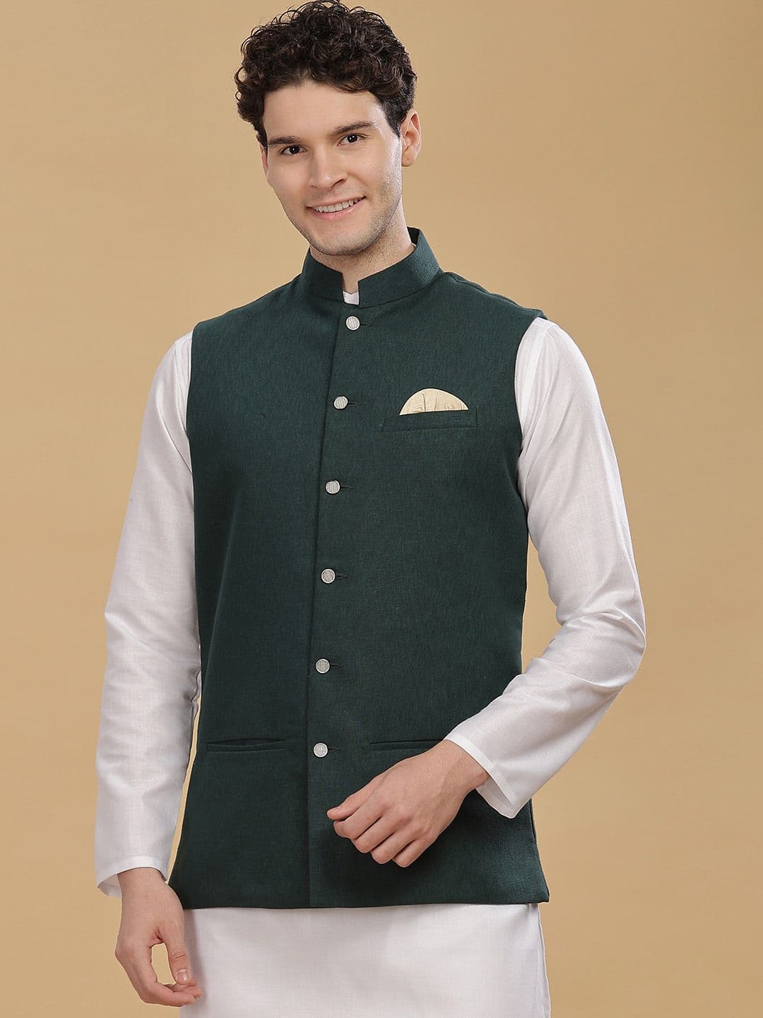 Anouk Men Cotton Woven Nehru Jackets - view 1