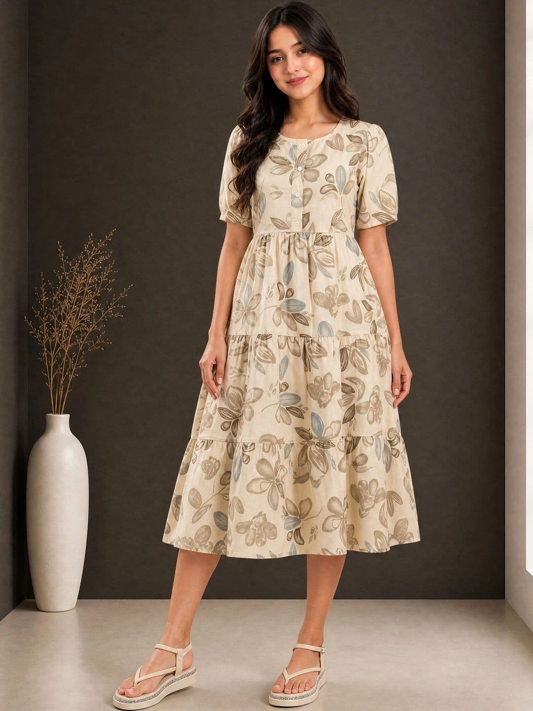 SZN Floral Print A-Line Midi Dress - view 1