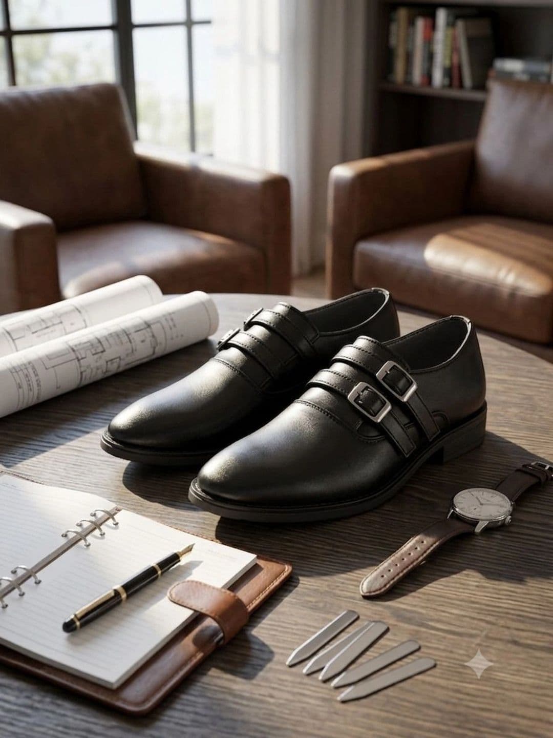 INVICTUS Men Pointed Toe Buckle Formal Monk Shoes - view 1