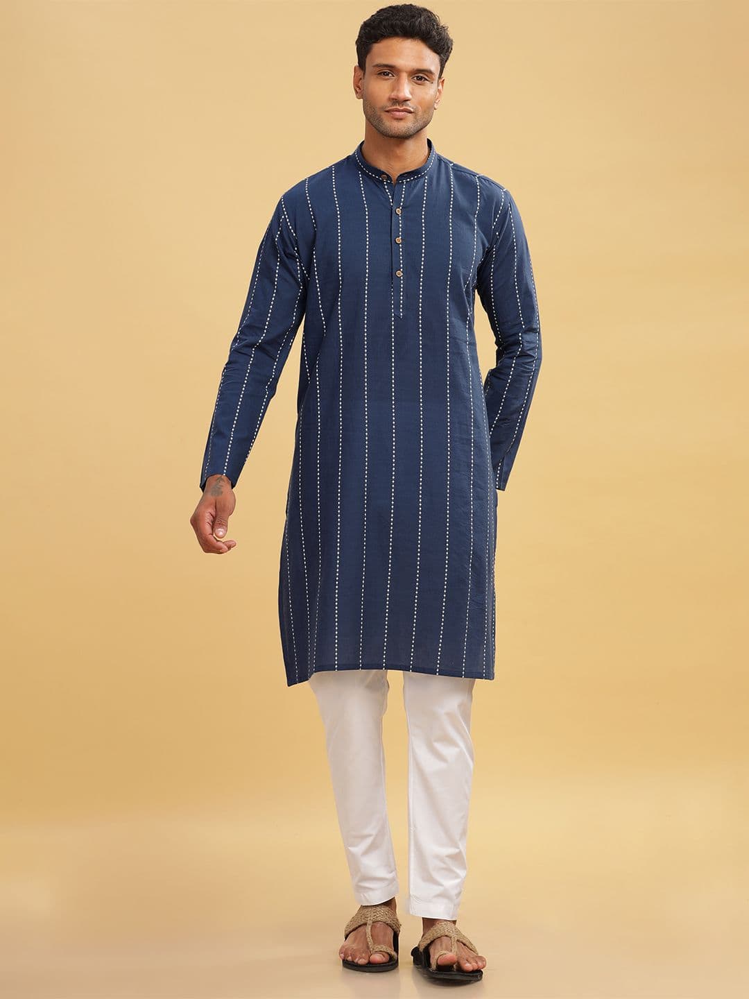 Anouk Pure Cotton Self Pattern Knee Length Kurta - view 1