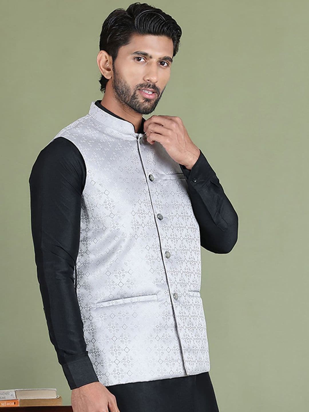 Anouk Men Woven Design Nehru Jacket - view 1
