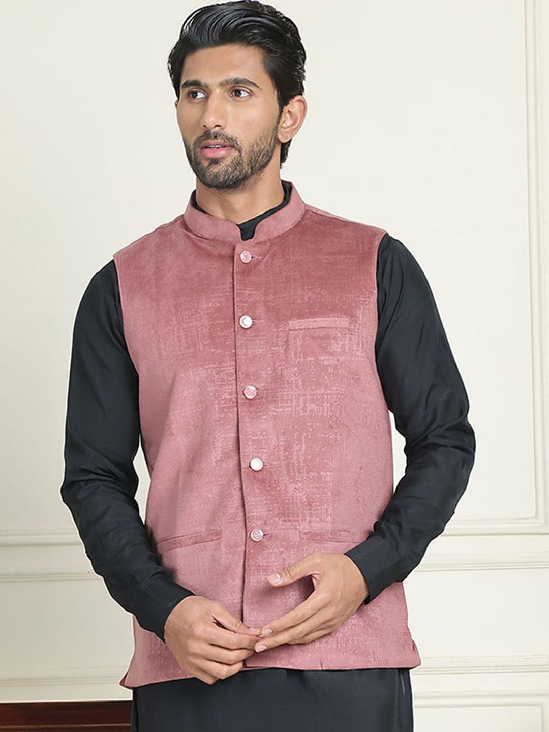 Anouk Woven Mandarin Collar Neck Nehru Jacket - view 1