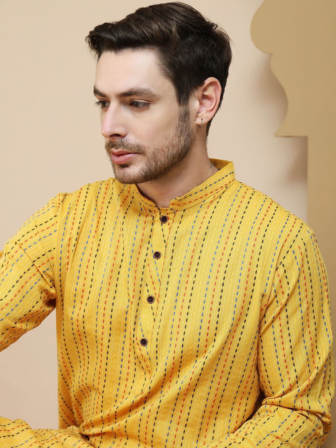 Anouk Geometric Woven Design Mandarin Collar Straight Kurta - view 1