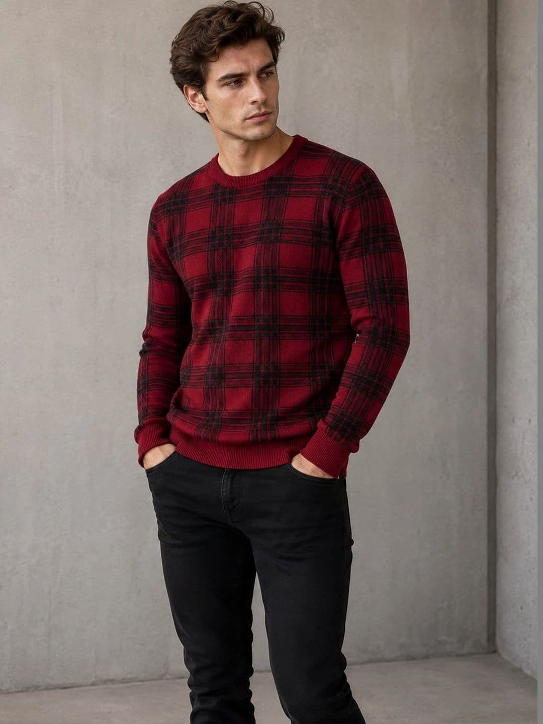 Moda Rapido Men Checked Woollen Pullover - view 1