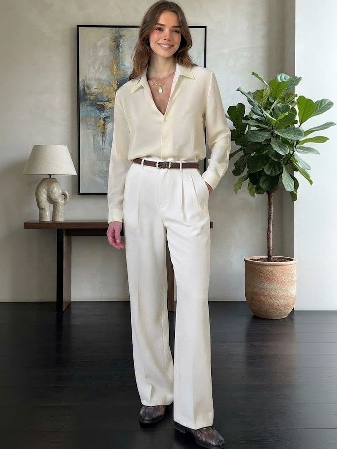WOOMNY Women High-Rise Easy Wash Pleated Trousers - view 1