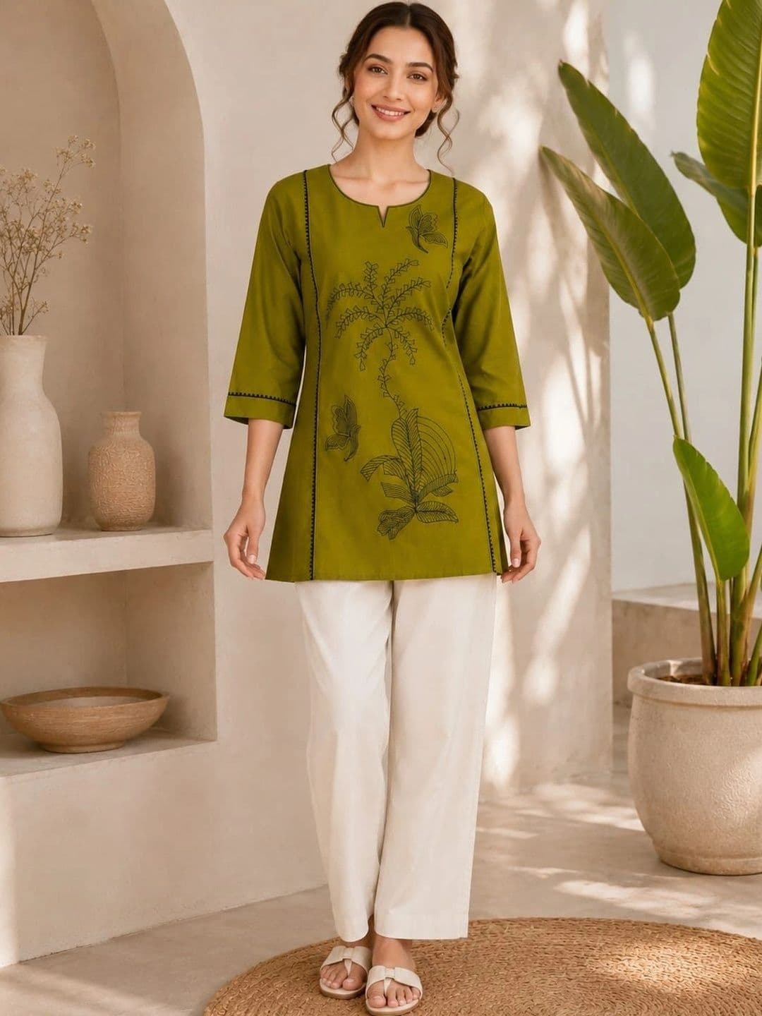 GREEN PEARS Women Top with Palazzos - view 1