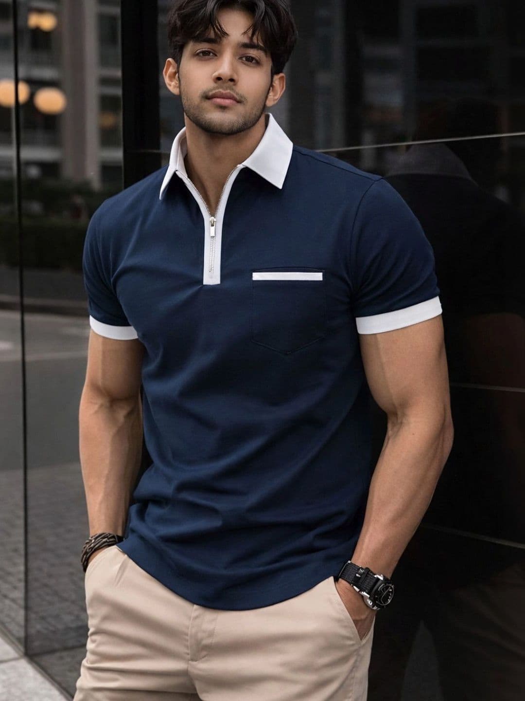 FLEXOTIC Men Polo Collar Pockets T-shirt - view 1