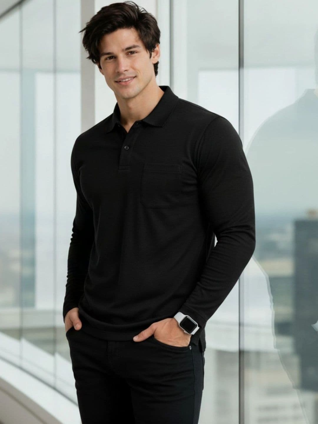 SAIKSA FASHION Men Polo Collar Pockets T-shirt - view 1