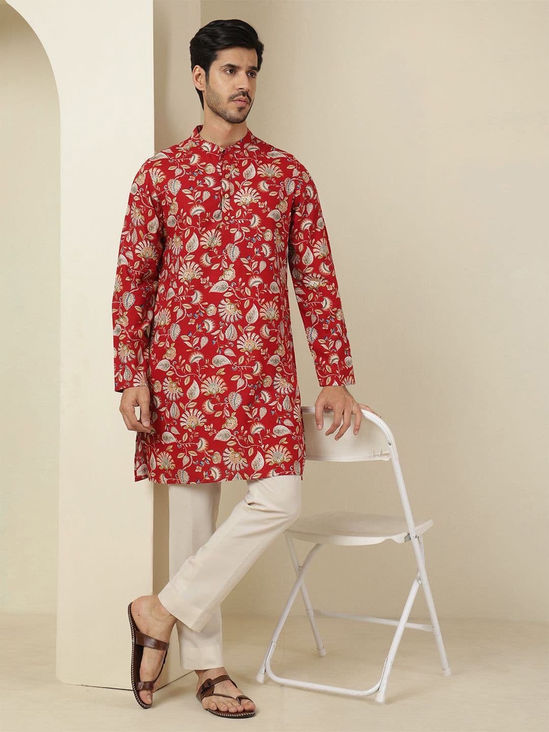 Anouk Men Floral Printed Festive Straight Kurtas - view 1