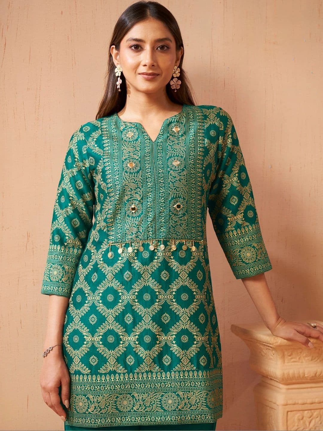 Anouk Indigo Printed Tunic with Trousers - view 1