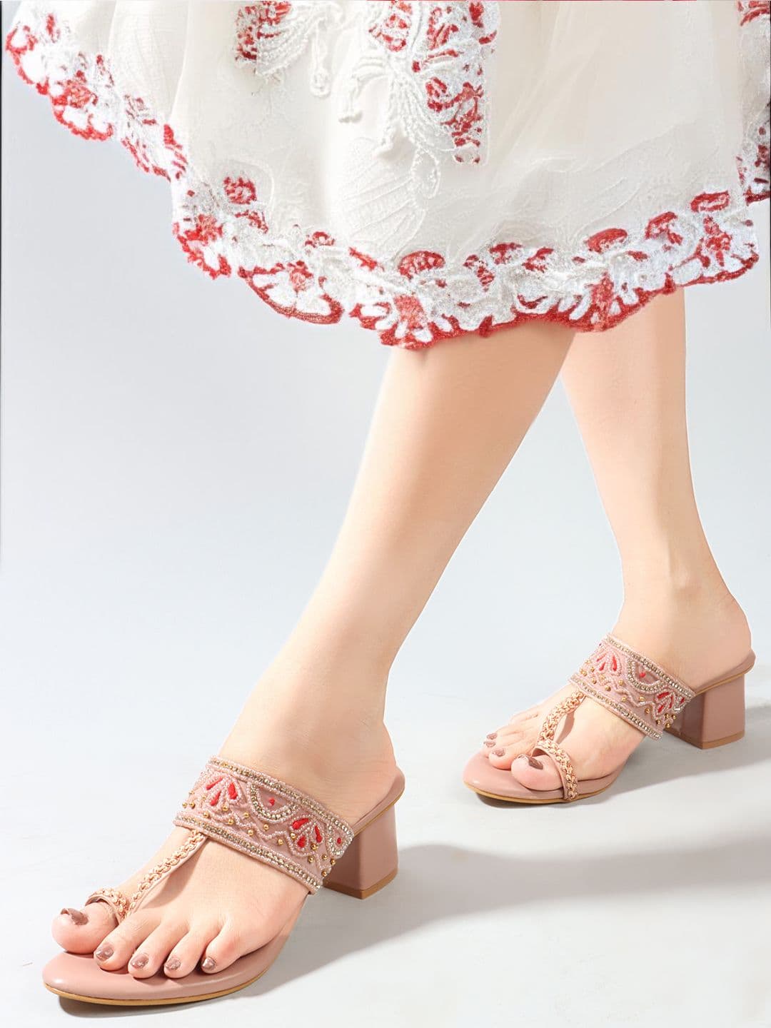 Anouk Women Embroidered One Toe Block Heels - view 1