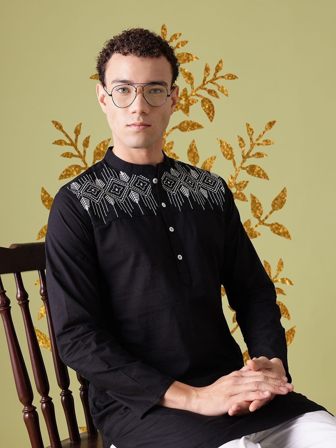 Anouk Ethnic Motifs Yoke Design Cotton Kurta - view 1