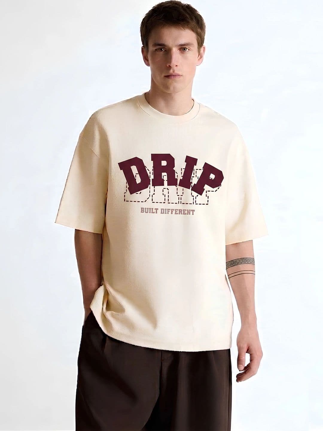 SMARTEES Men Typography Printed Drop-Shoulder Sleeves Pure Cotton T-shirt - view 1