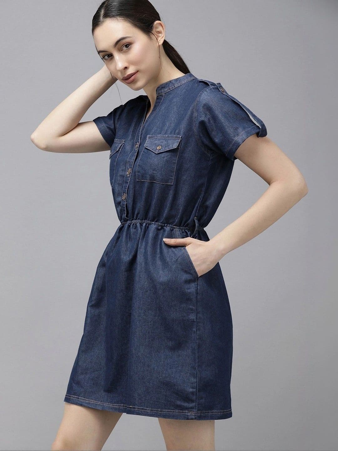 Kaali Peeli Denim A-Line Dress - view 1