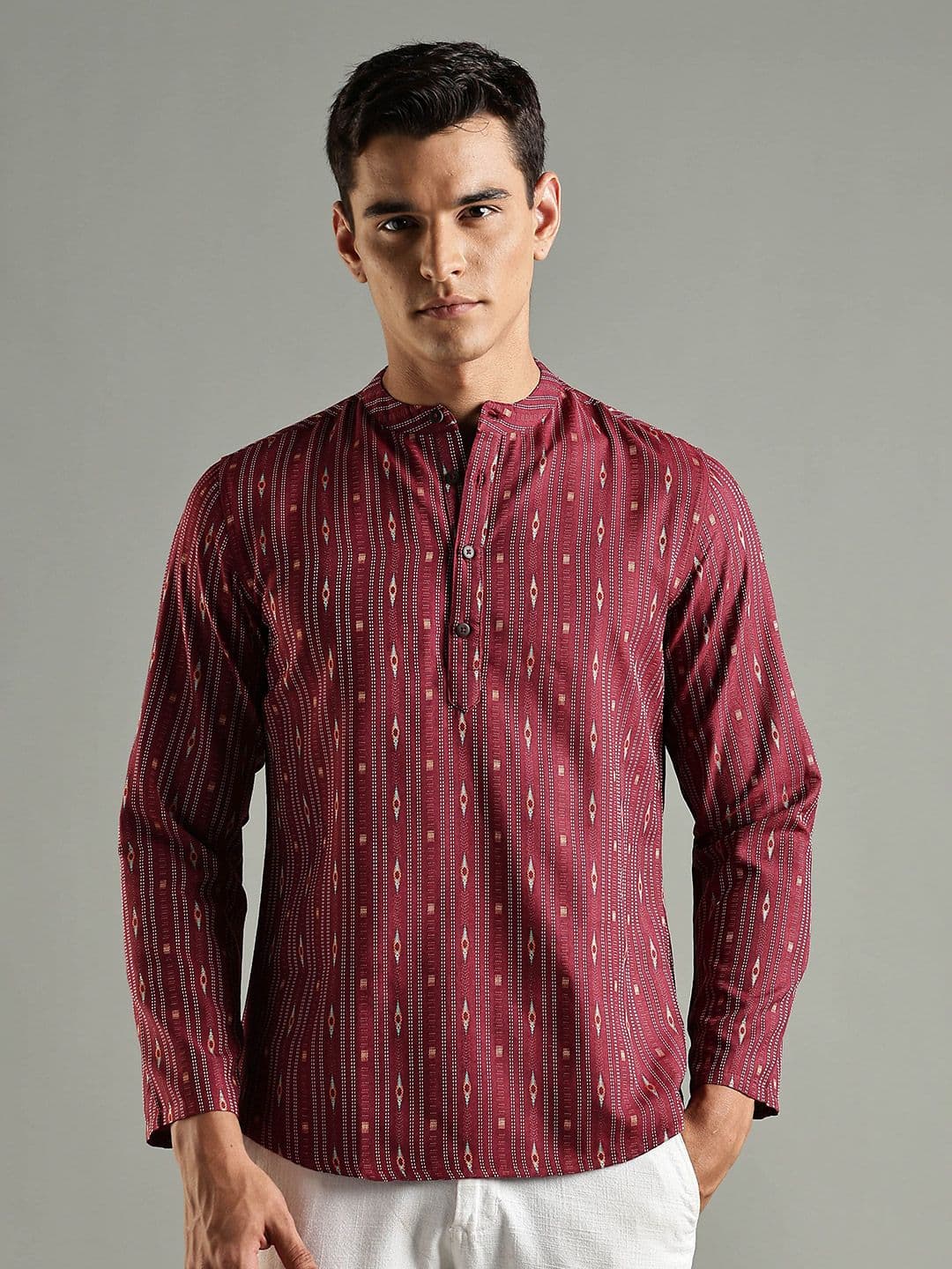 Anouk Striped Thread Work Kurta - view 1