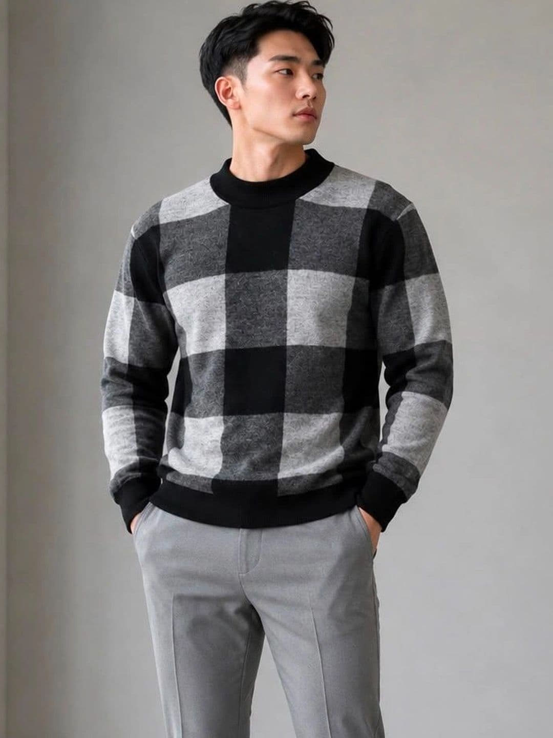 Moda Rapido Men Checked Woollen Pullover - view 1