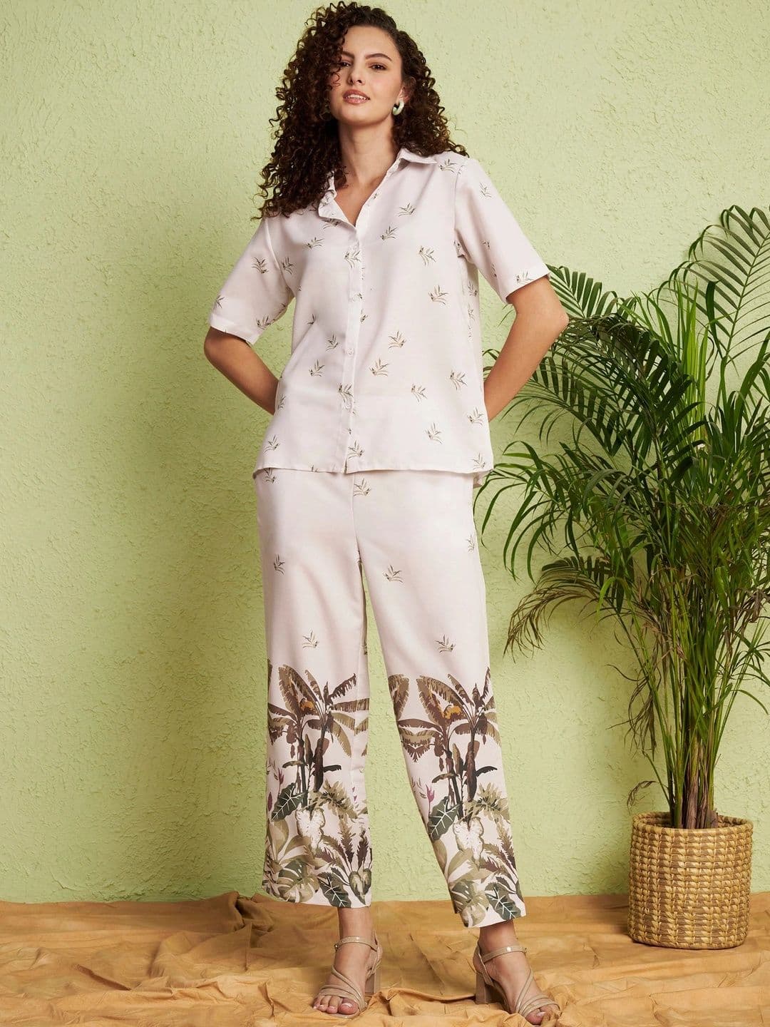 Moda Rapido Tropical Printed Shirt with Palazzos - view 1