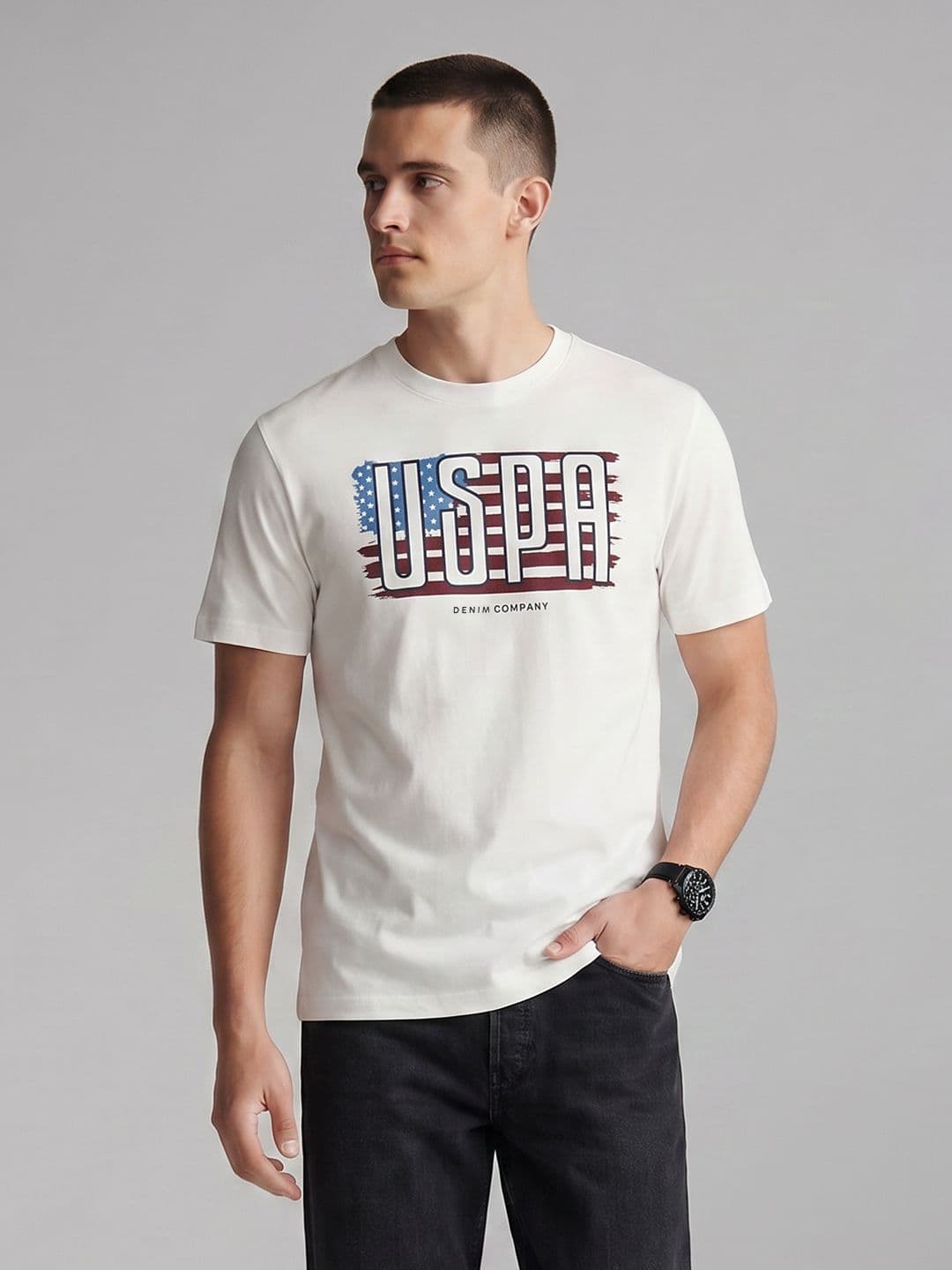 U.S. Polo Assn. Denim Co. Brand Logo Printed Pure Cotton T-shirt - view 1