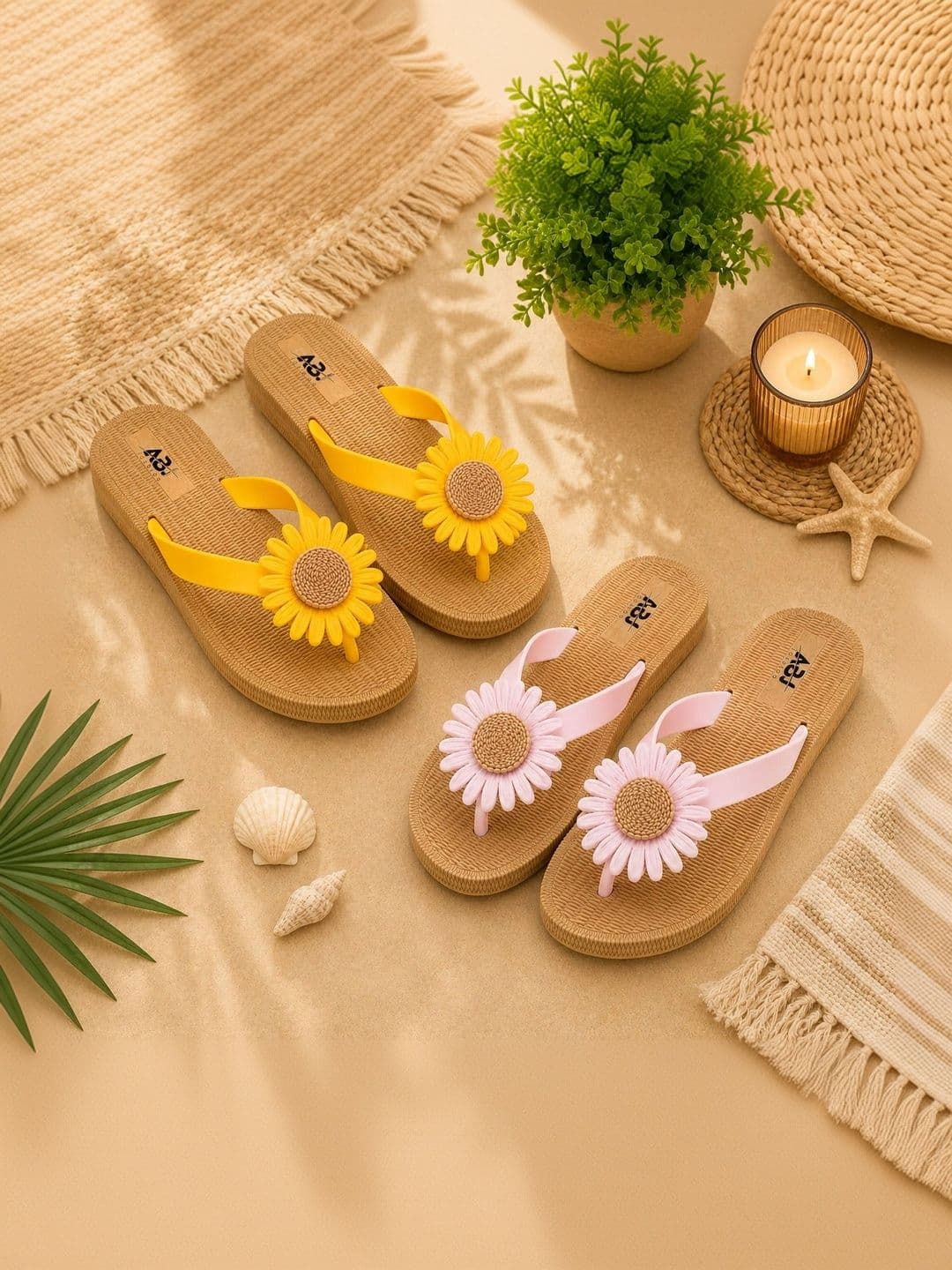 ABJ Fashion Women Embellished Rubber Thong Flip-Flops - view 1