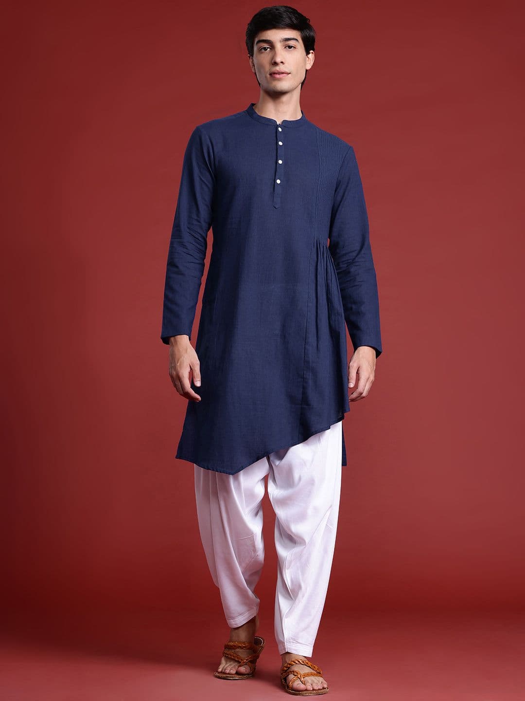 Anouk Tyohaar Collection Pure Cotton Pleated Asymmetric Kurta - view 1