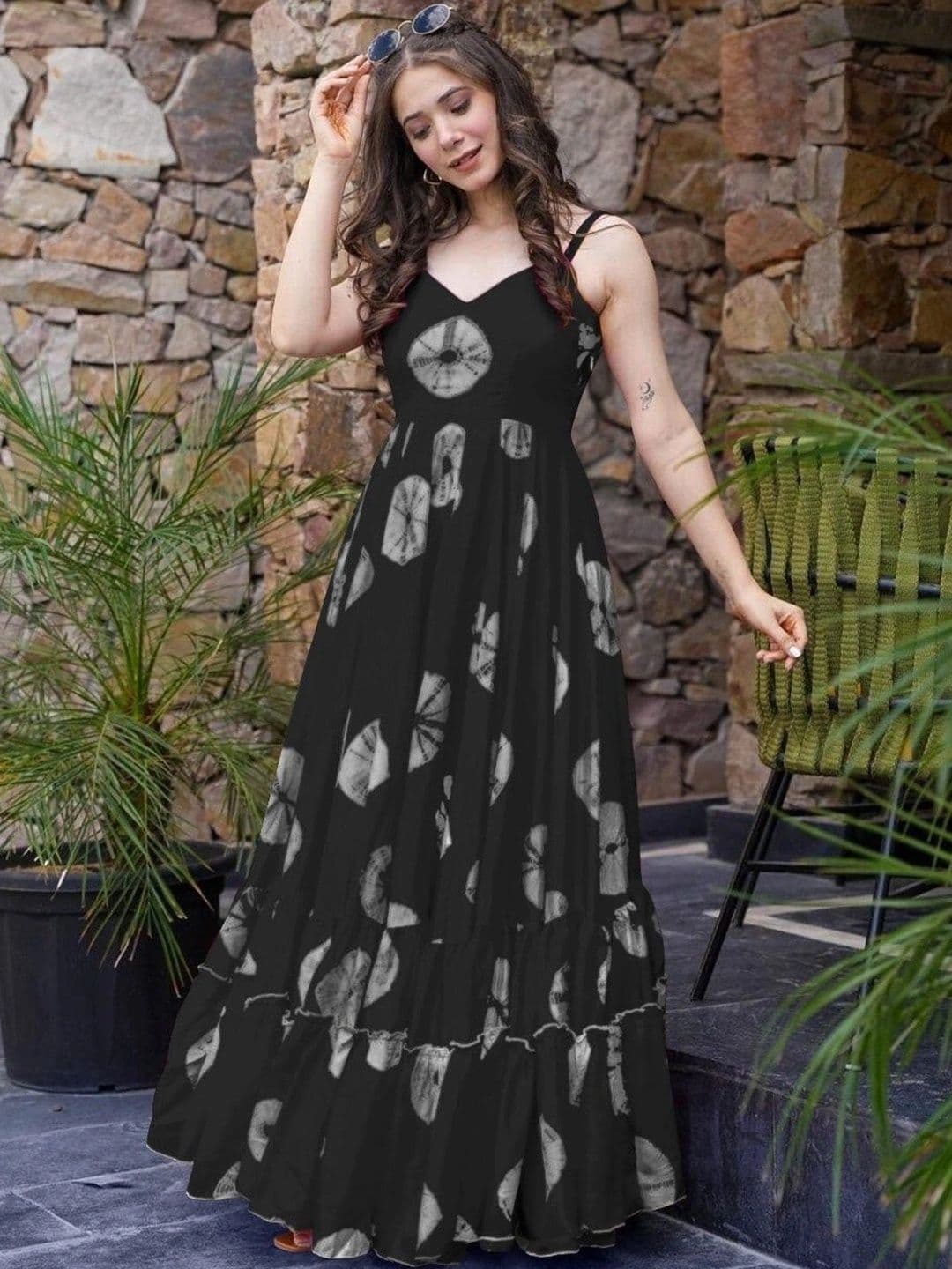 SHREE HARI CLOTH Tie and Dye Print Ruffled Maxi Dress - view 1