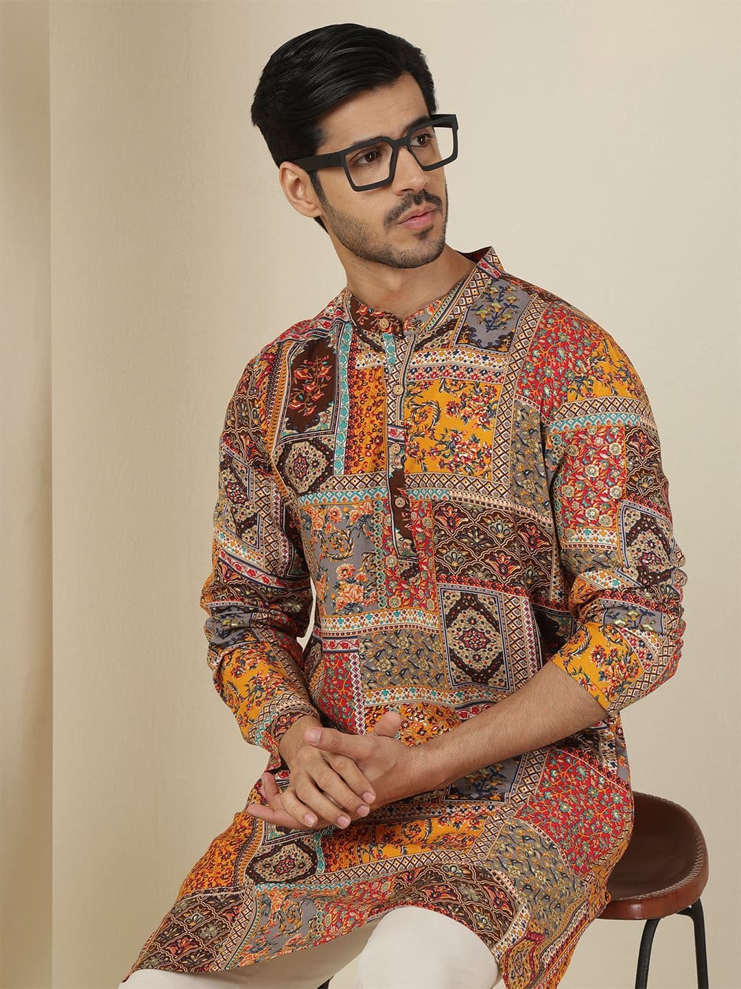 Anouk Men Ethnic Motifs Printed Festive Straight Kurtas - view 1