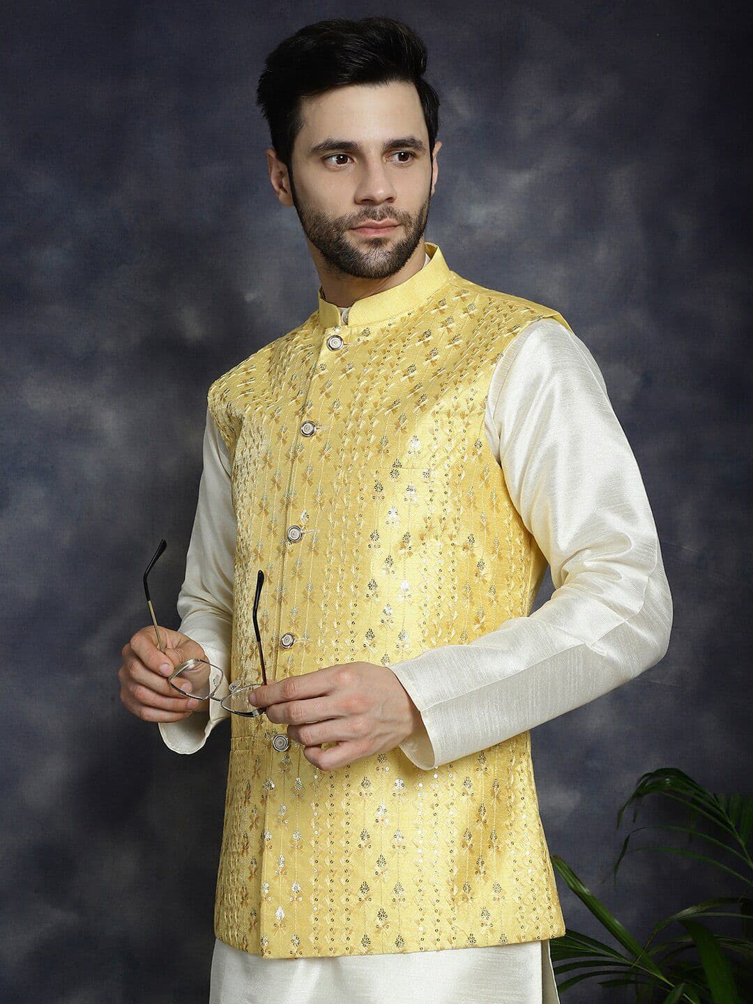 Anouk Embroidered Woven Nehru Jacket - view 1