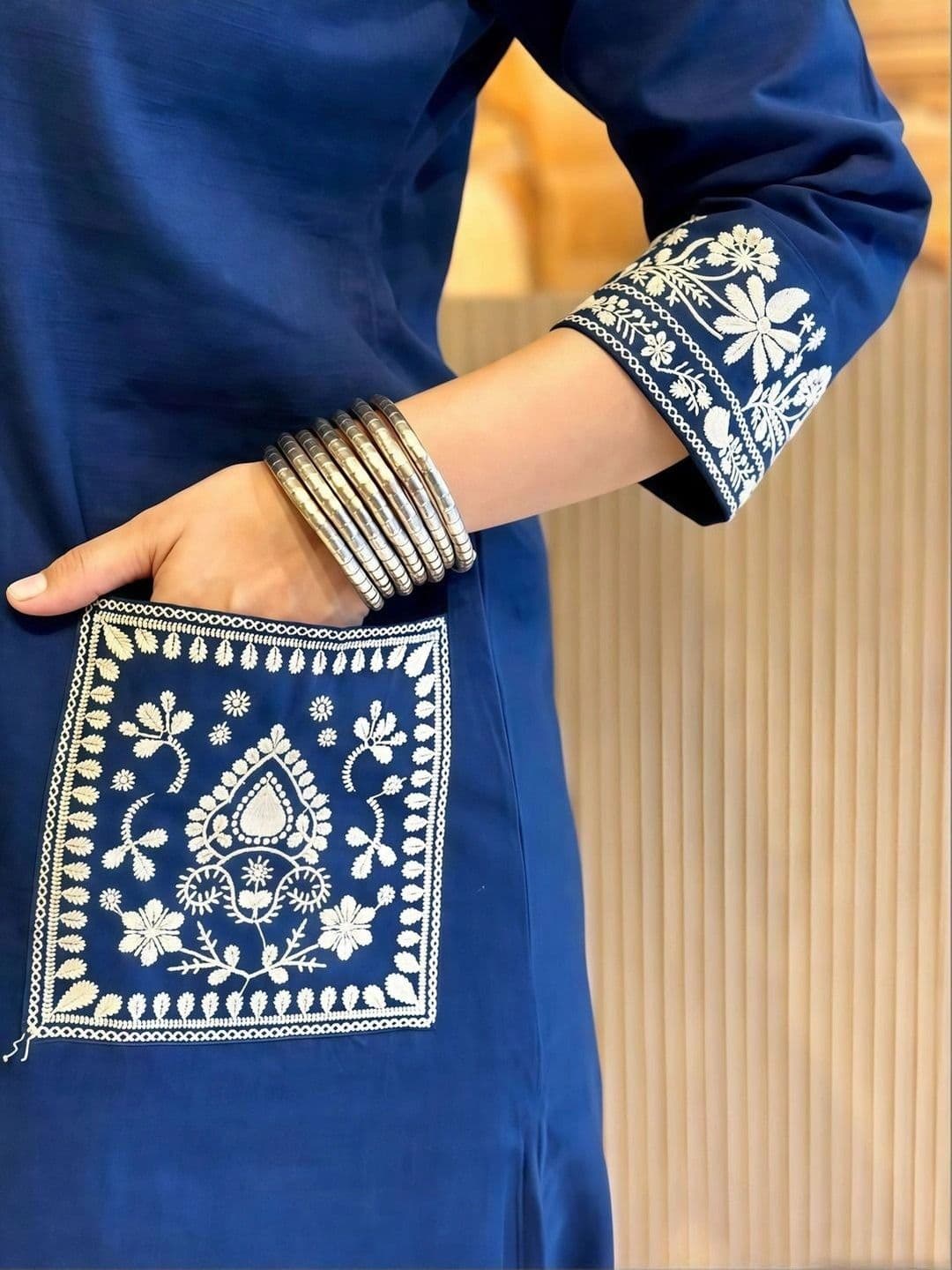 LABEL BY NAVNARI Cotton Embroidered Tunic with Trousers - view 1
