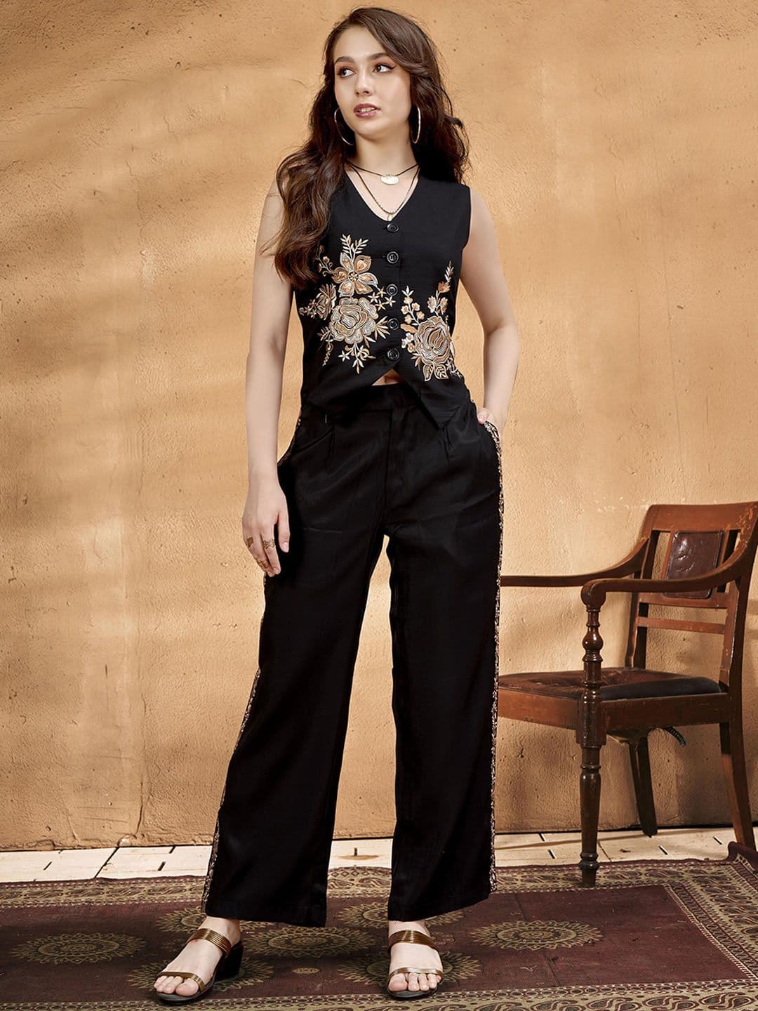 Anouk Embroidered Waistcoat & Trousers Co-Ords - view 1