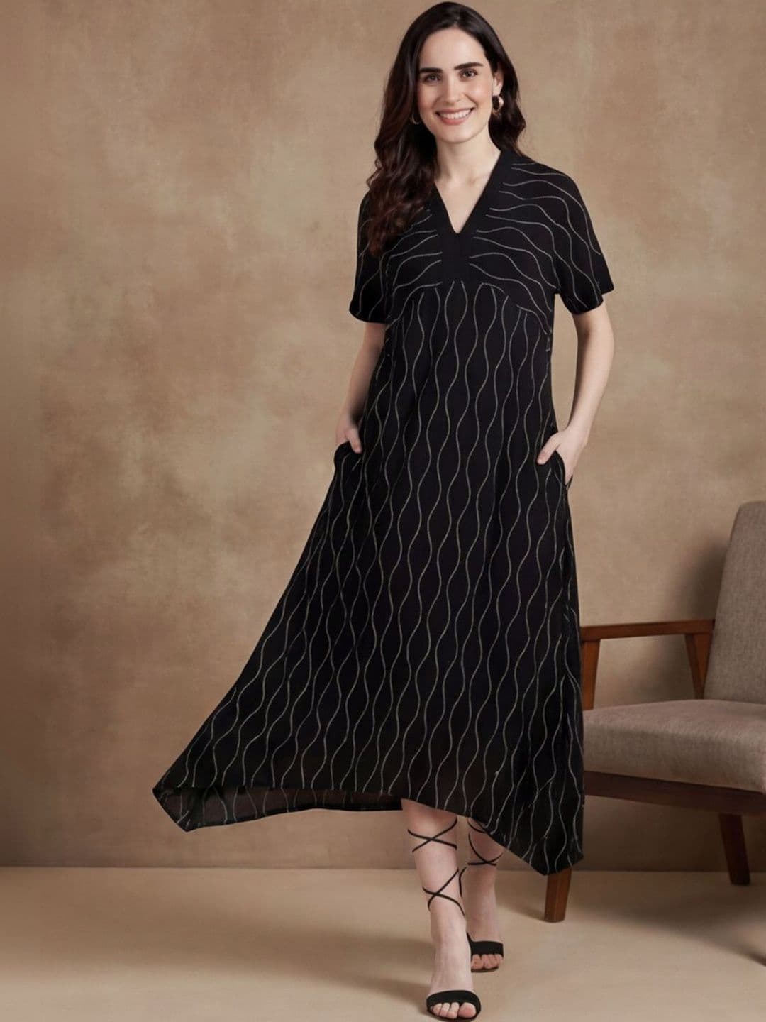 Anouk Floral Printed A-Line Ethnic Dress - view 1