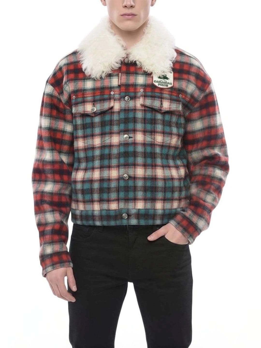 Dsquared2 Men Checked Woollen Crop Bomber Jacket - view 1