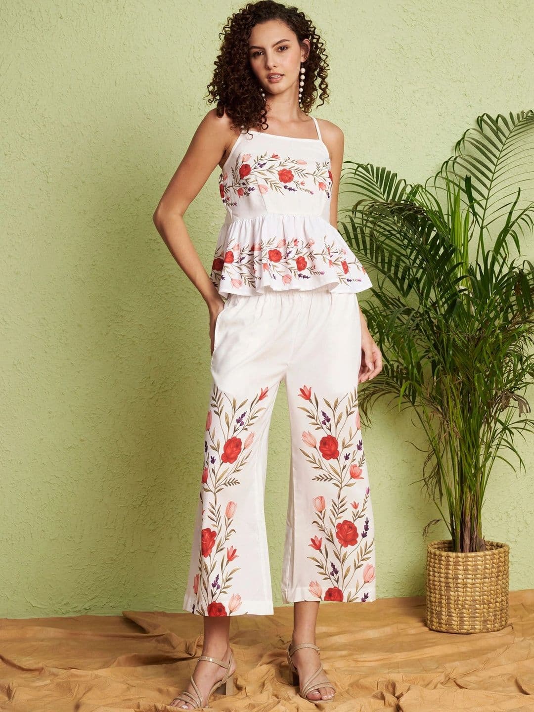 Moda Rapido Floral Embroidered Top with Palazzos - view 1