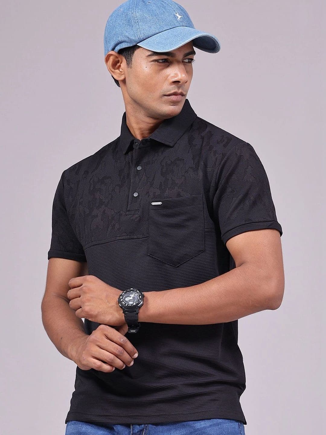 V-Mart Men Polo Collar Pockets Slim Fit T-shirt - view 1